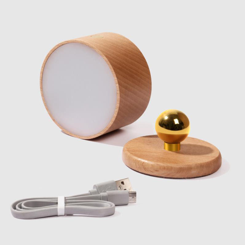 Semplice Lampada da Parete a LED Notturna Ricaricabile USB con Touch Magnetico in Legno