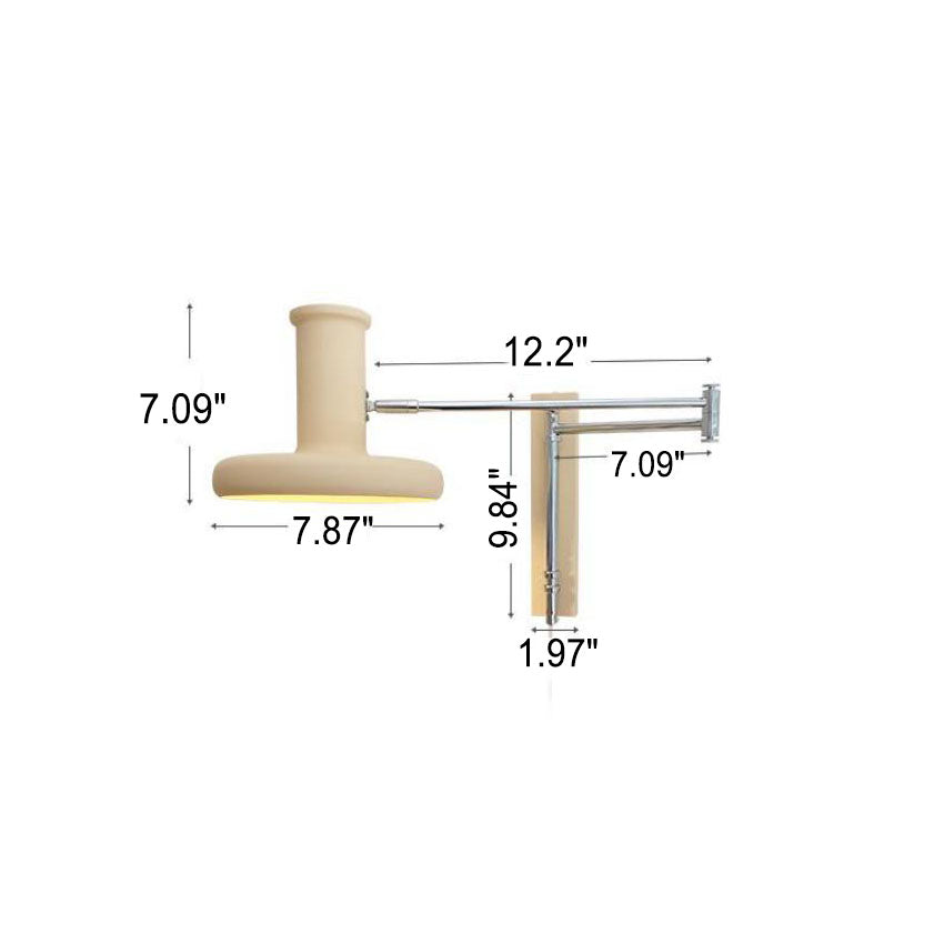 Applique da muro in stile nordico minimalista beige con braccio oscillante e 1 luce