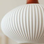 Lampada a sospensione tradizionale giapponese in ceramica con cupola rotonda piegata, legno massello e ferro, 1 luce per soggiorno e camera da letto