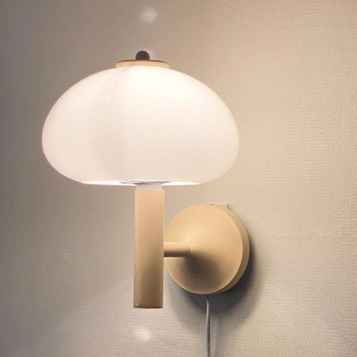 Applique da Parete Lampada a Sospensione Moderna in Ferro e Vetro Bianco Latte Nordico per Camera da Letto
