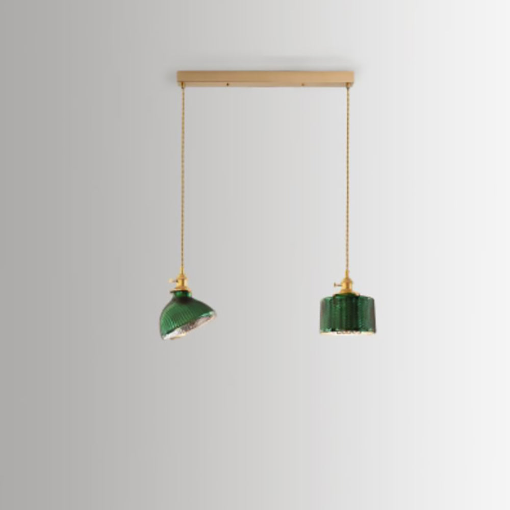 Lampadario Isola in Vetro Verde Vintage Nordico con 1/2/3 Luci