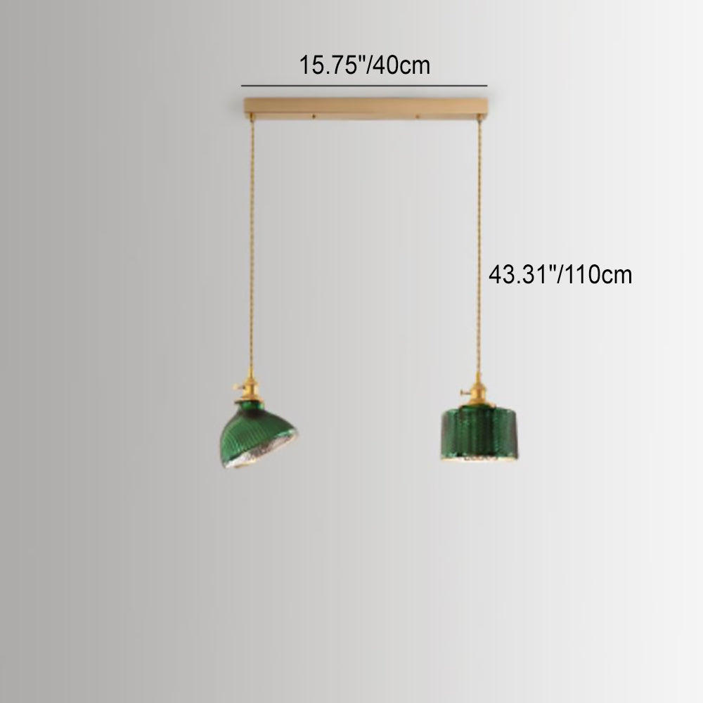 Lampadario Isola in Vetro Verde Vintage Nordico con 1/2/3 Luci