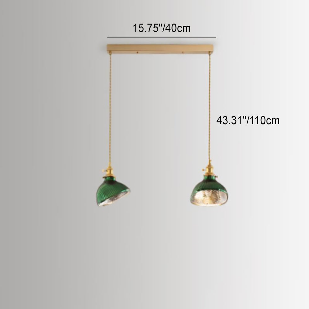 Lampadario Isola in Vetro Verde Vintage Nordico con 1/2/3 Luci