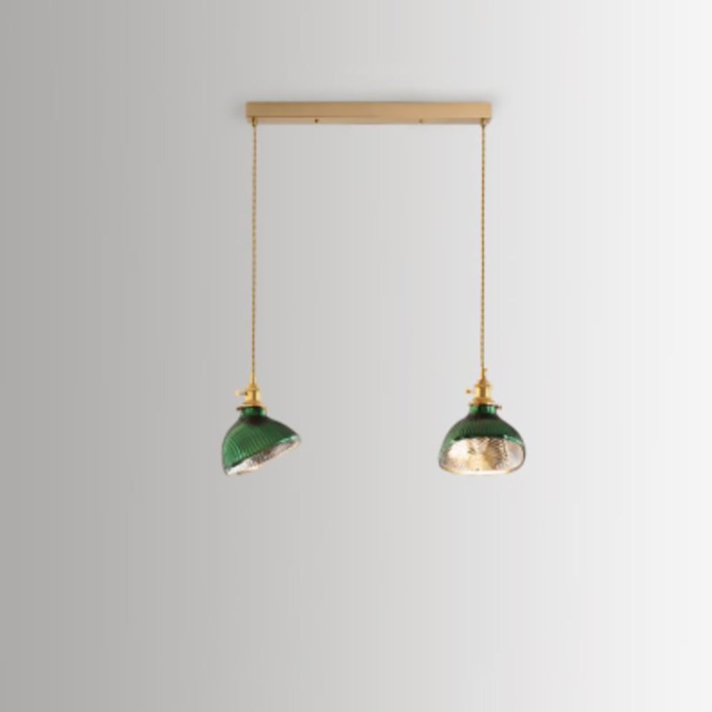 Lampadario Isola in Vetro Verde Vintage Nordico con 1/2/3 Luci