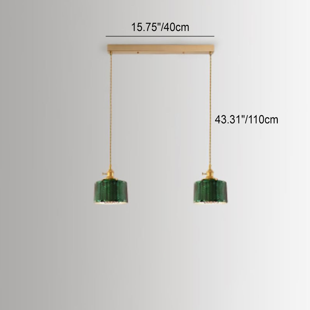 Lampadario Isola in Vetro Verde Vintage Nordico con 1/2/3 Luci