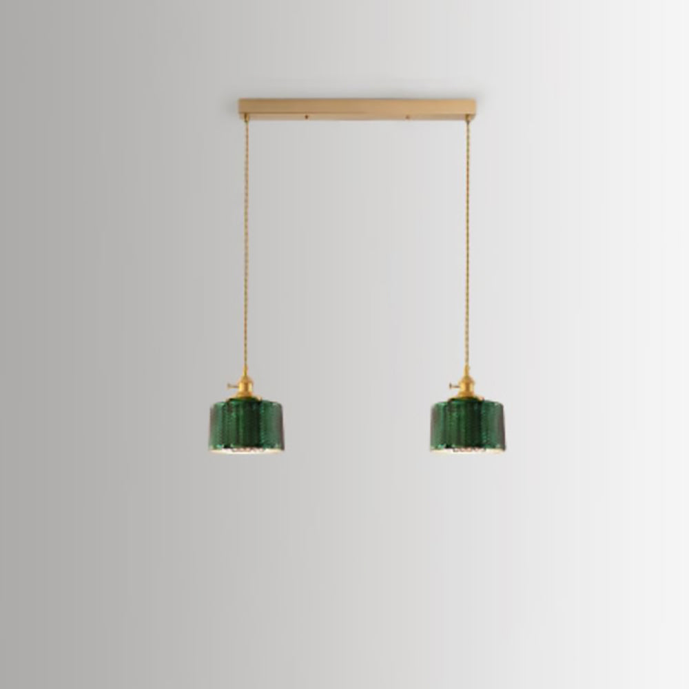 Lampadario Isola in Vetro Verde Vintage Nordico con 1/2/3 Luci