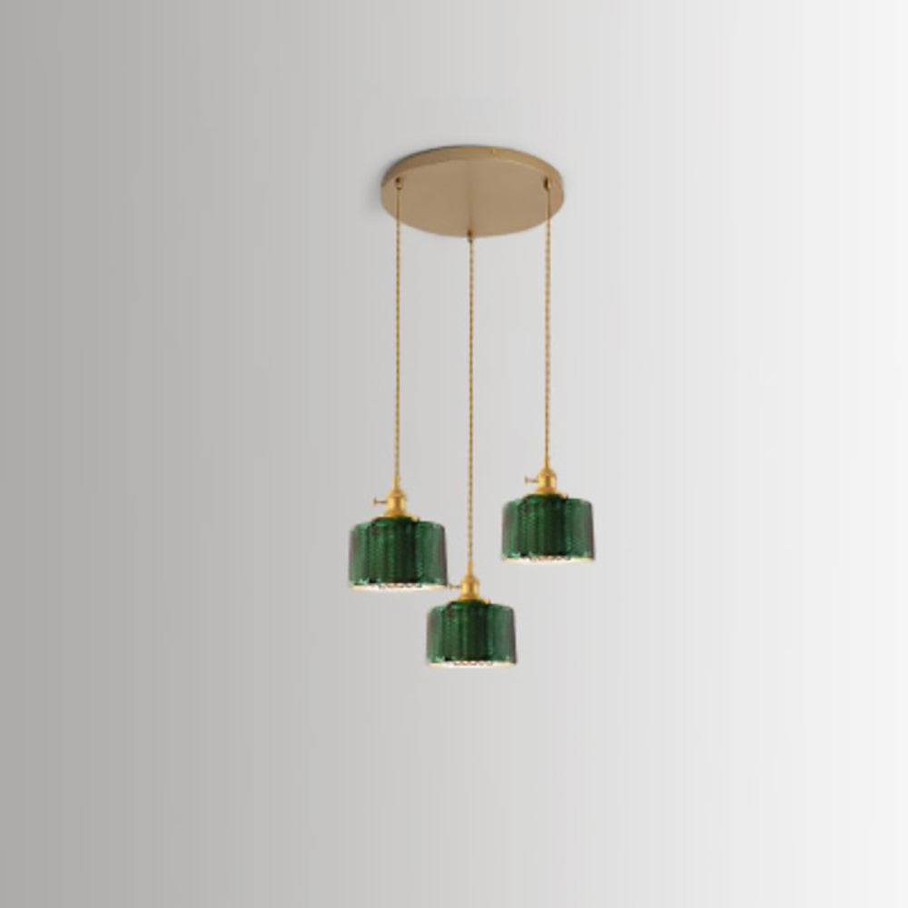 Lampadario Isola in Vetro Verde Vintage Nordico con 1/2/3 Luci
