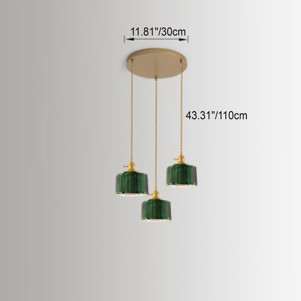 Lampadario Isola in Vetro Verde Vintage Nordico con 1/2/3 Luci