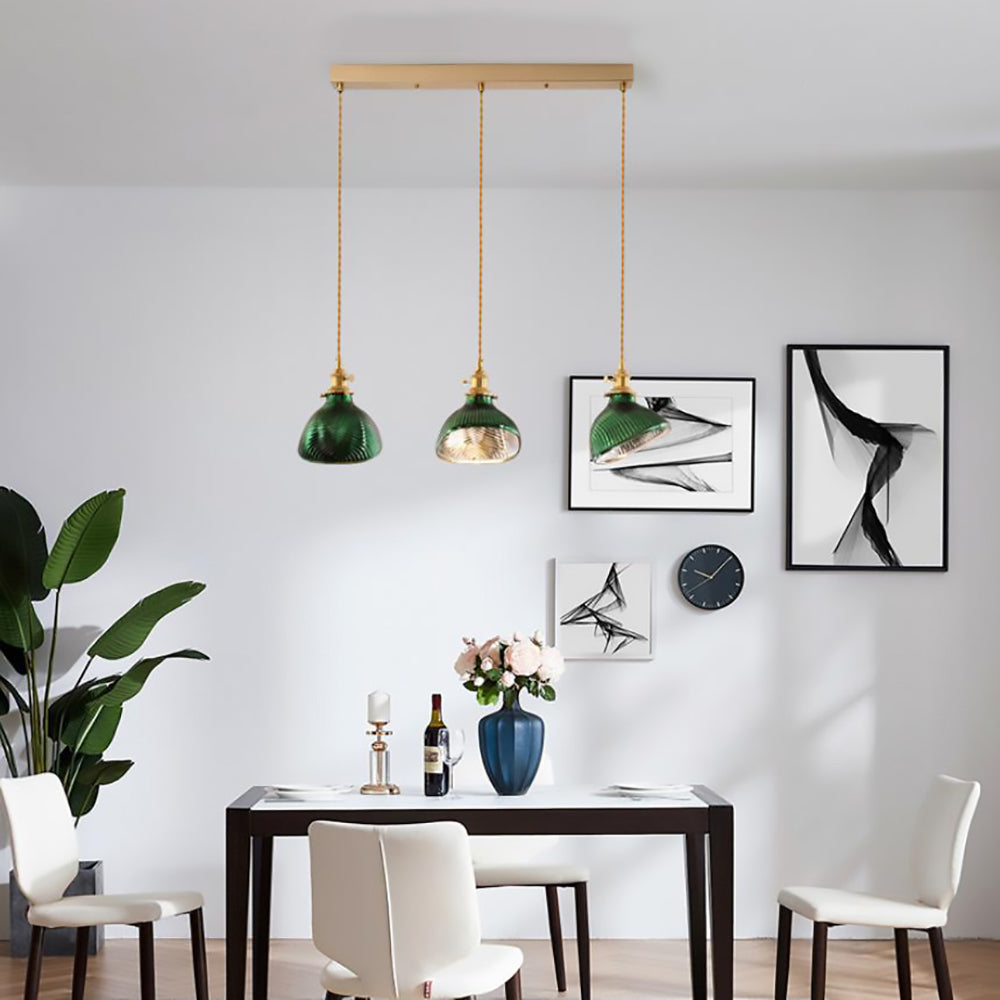 Lampadario Isola in Vetro Verde Vintage Nordico con 1/2/3 Luci