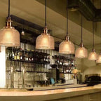 Lampada a Sospensione Vintage in Vetro Tessuto con Lattice a 1 Luce