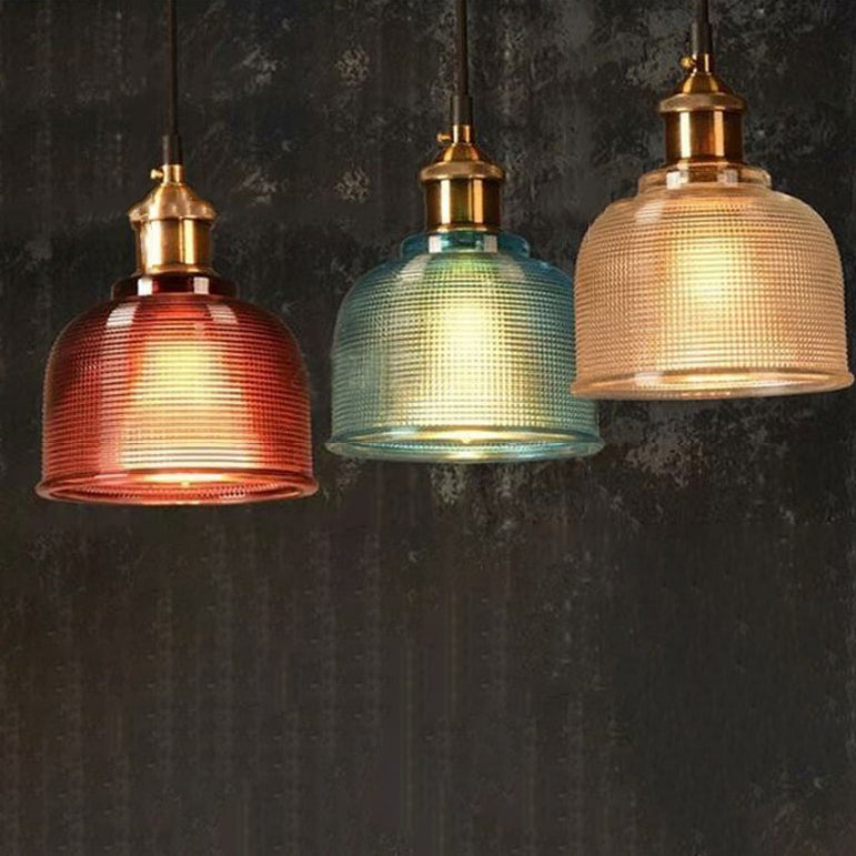 Lampada a Sospensione Vintage in Vetro Tessuto con Lattice a 1 Luce