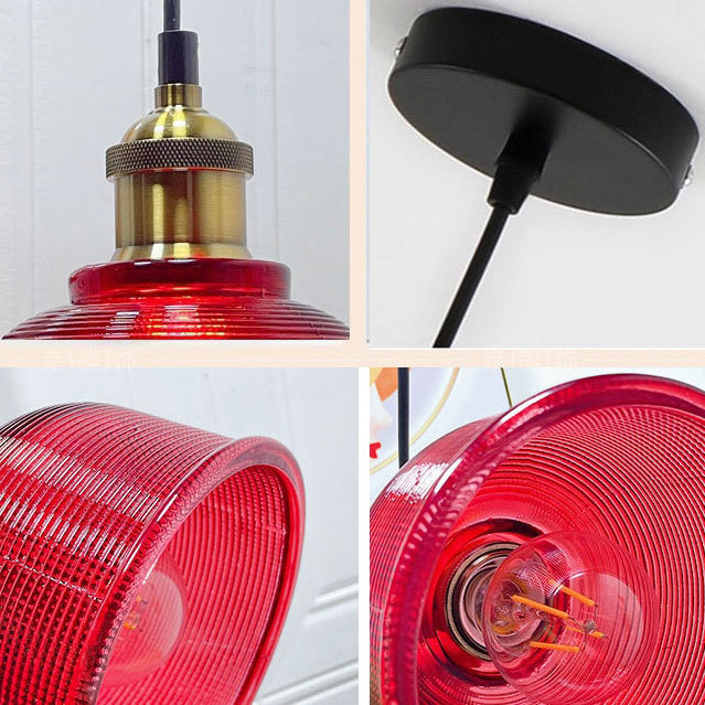 Lampada a Sospensione Vintage in Vetro Tessuto con Lattice a 1 Luce