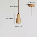 Lampada a Sospensione Piccola Cilindrica in Legno Semplice con 1 Luce