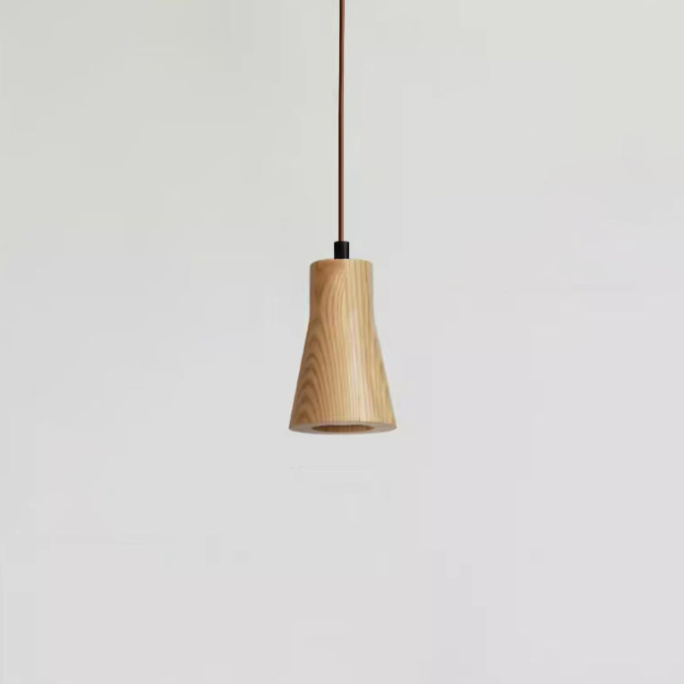 Lampada a Sospensione Piccola Cilindrica in Legno Semplice con 1 Luce
