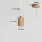 Lampada a Sospensione Piccola Cilindrica in Legno Semplice con 1 Luce