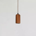 Lampada a Sospensione Piccola Cilindrica in Legno Semplice con 1 Luce