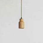 Lampada a Sospensione Piccola Cilindrica in Legno Semplice con 1 Luce