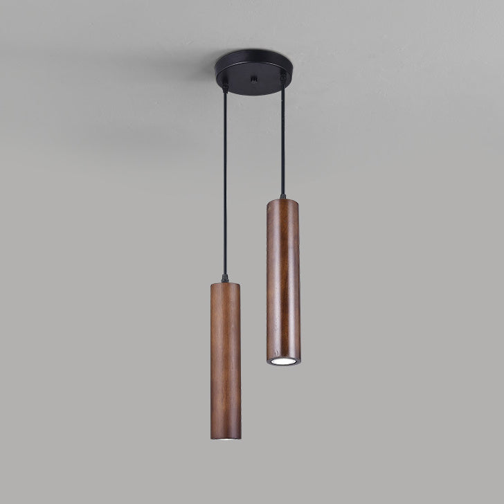 Lampada a sospensione LED cilindrica in legno di quercia minimalista moderna per soggiorno e camera da letto