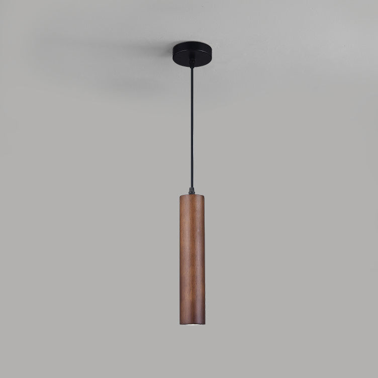 Lampada a sospensione LED cilindrica in legno di quercia minimalista moderna per soggiorno e camera da letto