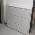 Armadio per Scarpe Slim Rectangolare in Acciaio Minimalista Moderno con Cassetti a Ribalta 3/4 Livelli per Ingresso