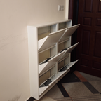 Armadio per Scarpe Slim Rectangolare in Acciaio Minimalista Moderno con Cassetti a Ribalta 3/4 Livelli per Ingresso