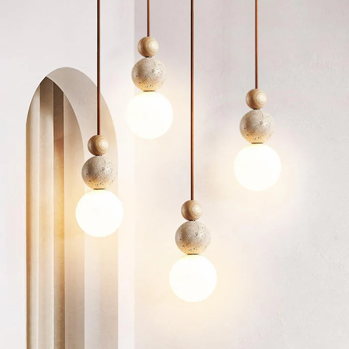 Lampada a Sospensione in Travertino Moderna e Semplice