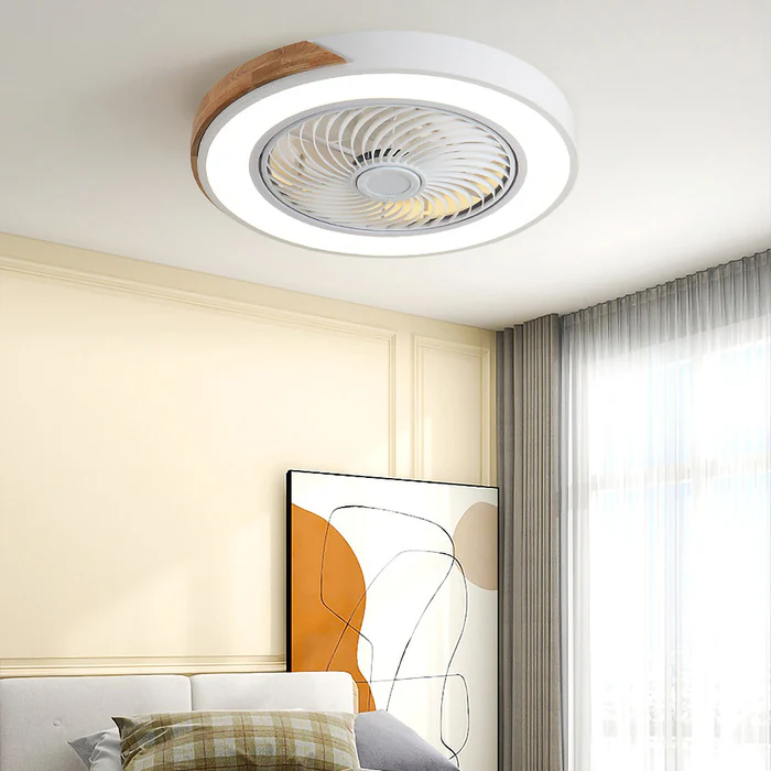 Ventilatori da soffitto in legno contemporanei con luci LED