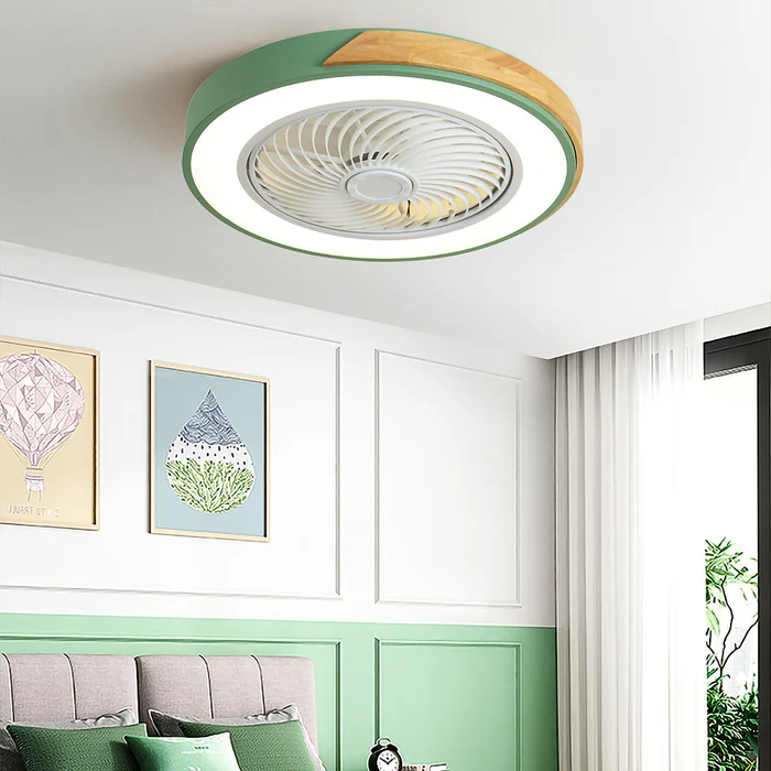 Ventilatori da soffitto in legno contemporanei con luci LED