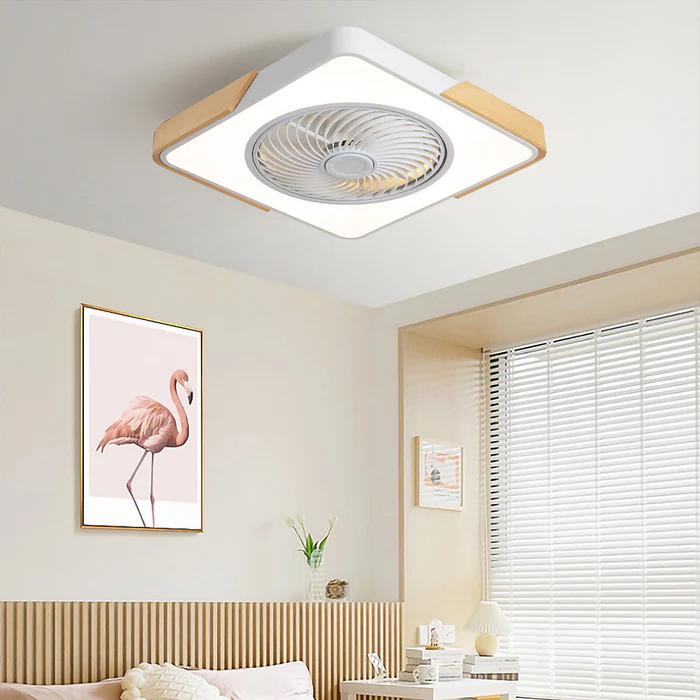 Ventilatori da soffitto in legno contemporanei con luci LED