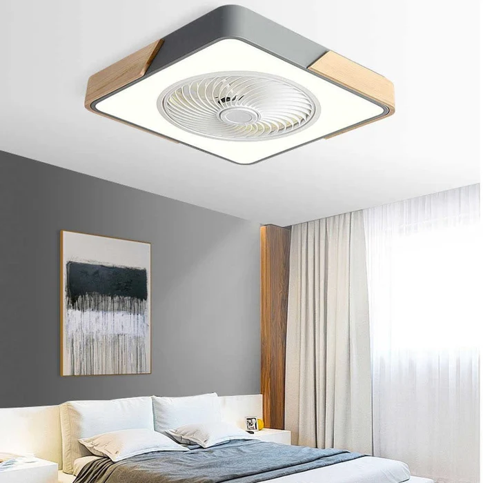 Ventilatori da soffitto in legno contemporanei con luci LED