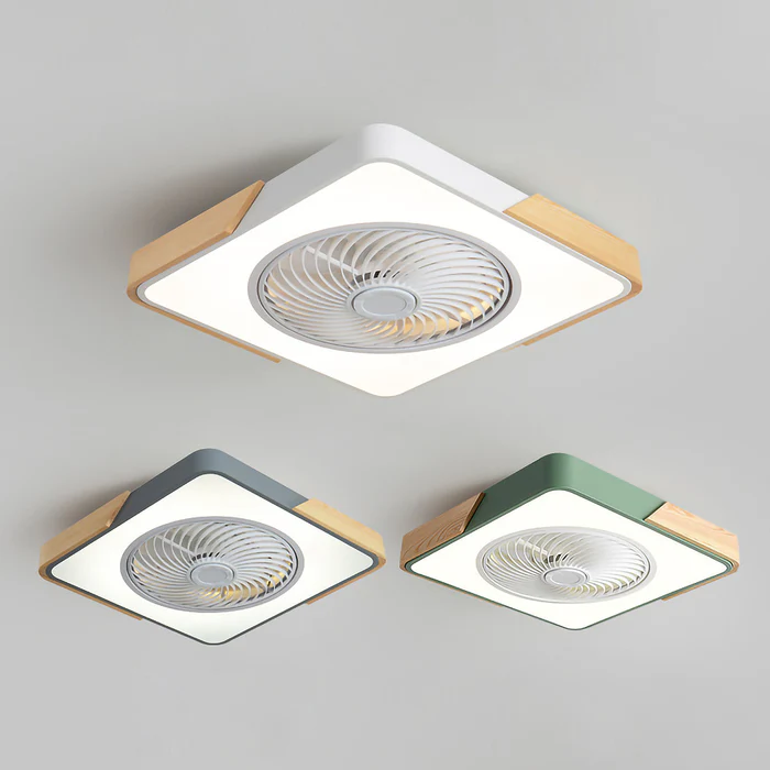 Ventilatori da soffitto in legno contemporanei con luci LED