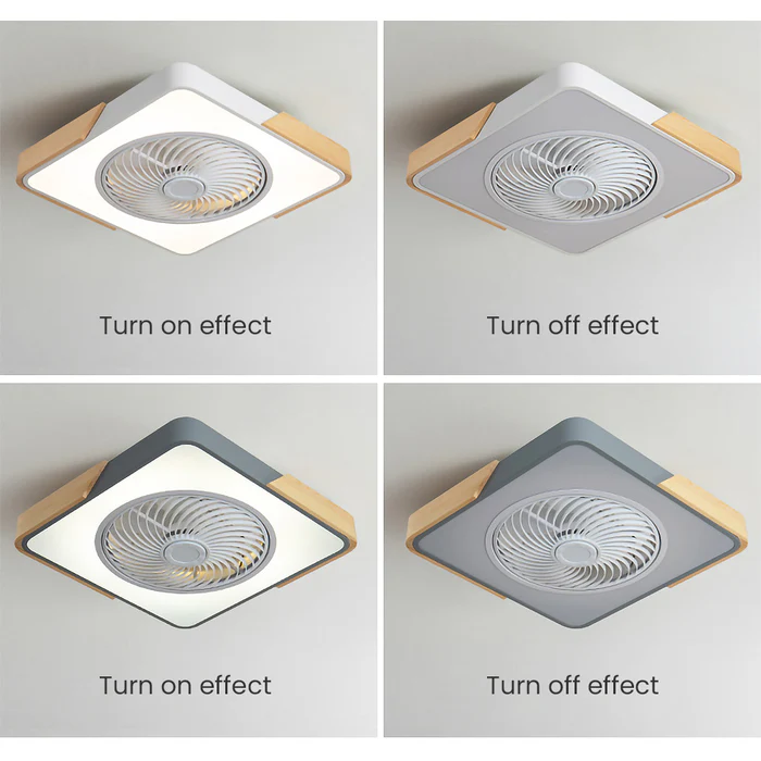 Ventilatori da soffitto in legno contemporanei con luci LED