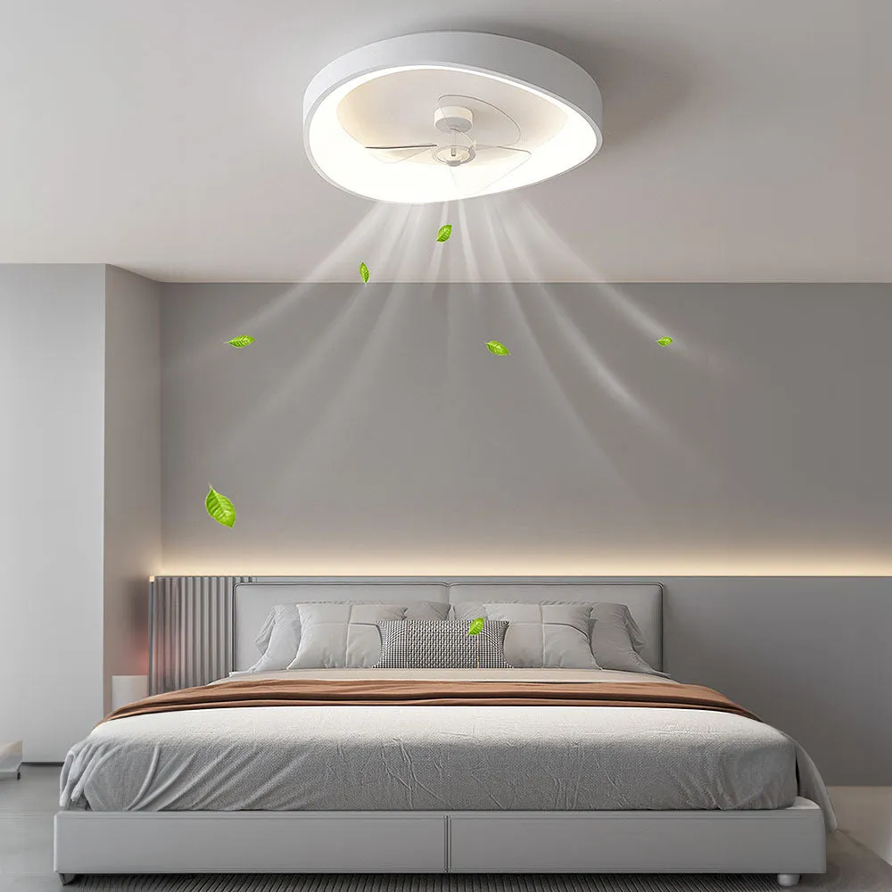 Ventilatore da soffitto bianco in minimalismo moderno con luce