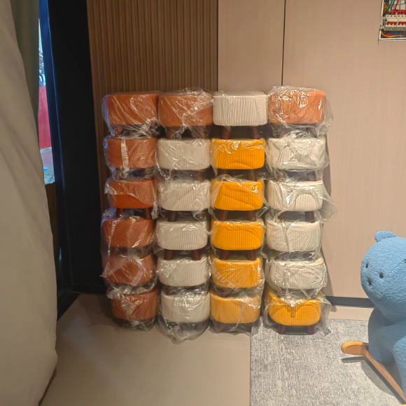 Poggiapiedi Contemporaneo Nordic Cuboid Portatile in Tessuto Sintetico senza Schienale e Braccioli per Soggiorno
