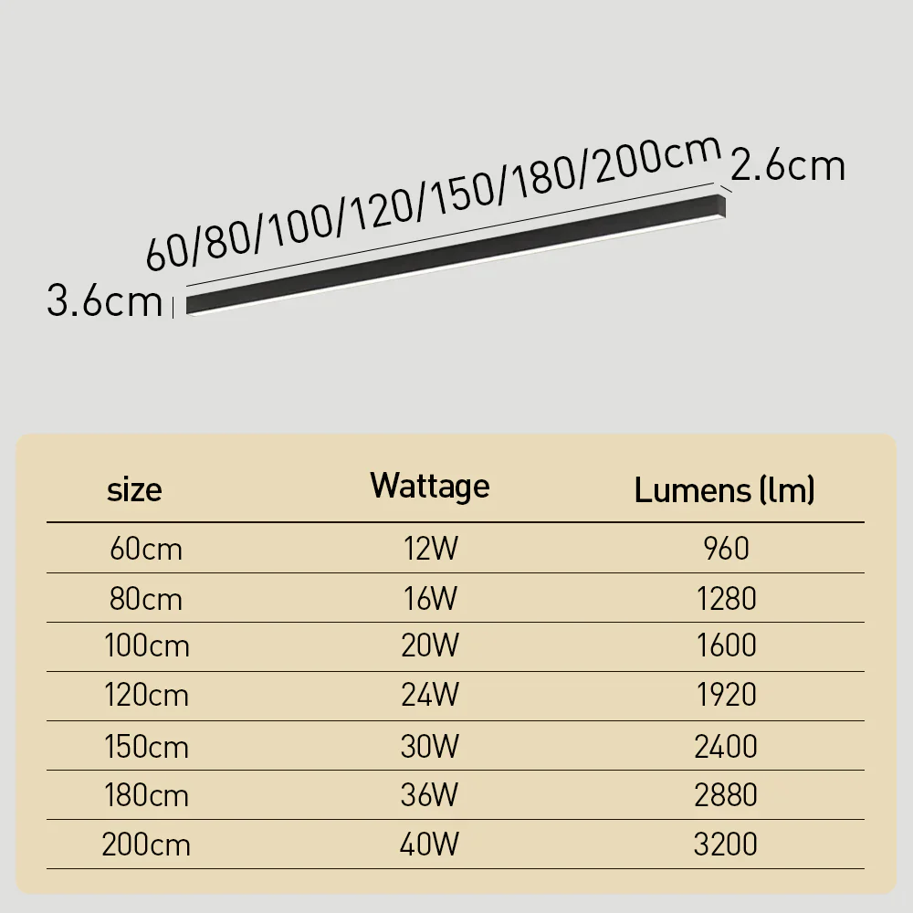 Lampada da soffitto a striscia lunga minimalista moderna