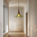 Adikia Lampadario Artistico in Vetro e Legno Moderno