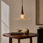 Adikia Lampadario Artistico in Vetro e Legno Moderno