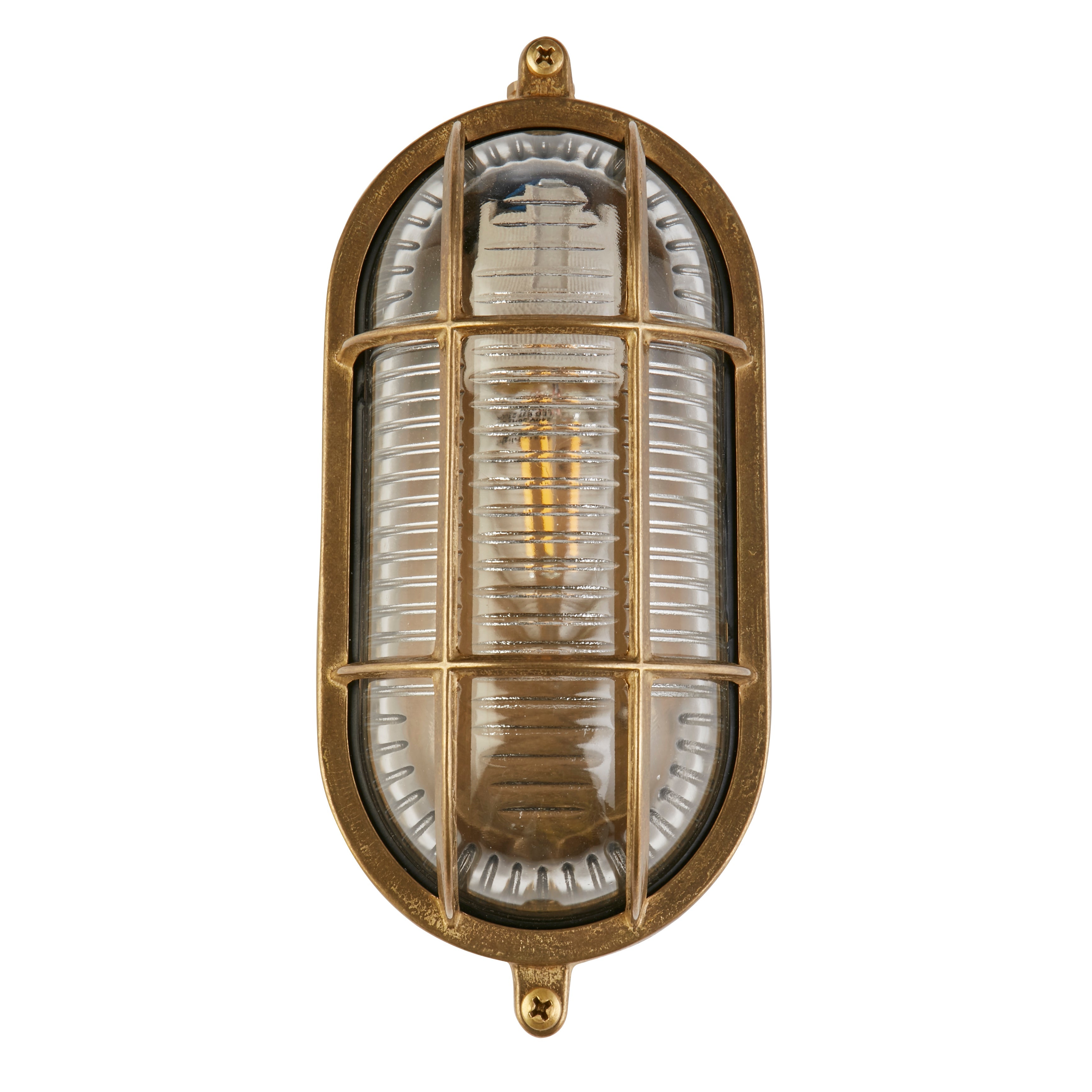 Applique da Esterno Ovali in Ottone Massiccio IP64 - Vetro Rigato
