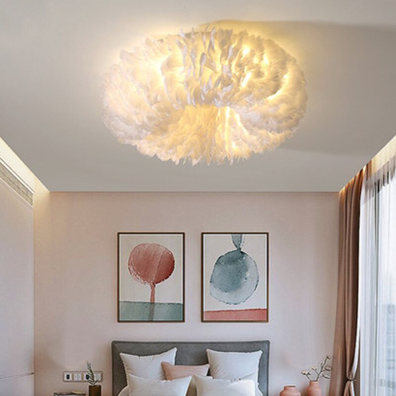 O'Moore Lampada da Soffitto Rotonda in Piuma di Cigno