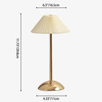 Lampada da Tavolo Conica Plissettata Ricaricabile in Ferro Scandinava Contemporanea da 1 Luce per Comodino