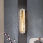 Applique da Parete LED in Ottone e Marmo di Lusso Leggero a Forma Ovale e Quadrata