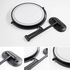 Specchio ingrandente LED ricaricabile nero per trucco e bagno