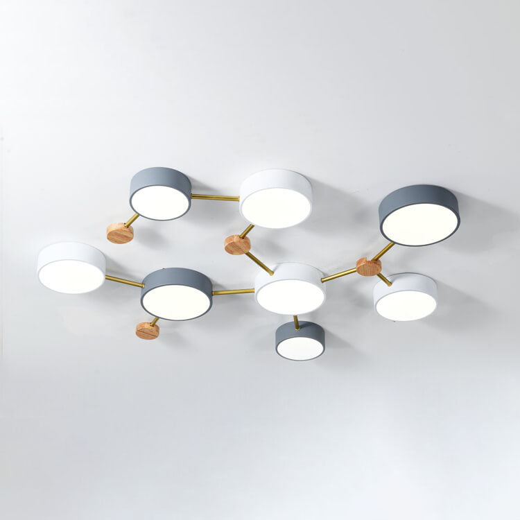 Illuminazione a Soffitto LED in Legno Massello e Ferro Stile Minimalista Scandinavo