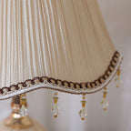 Lampada da Tavolo Tradizionale Vintage in Tessuto Floreale con Placcatura in Vetro per Camera da Letto