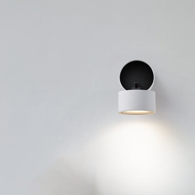 Lampada da parete LED rotonda in alluminio pieghevole e rotante minimalista moderna per soggiorno e camera da letto