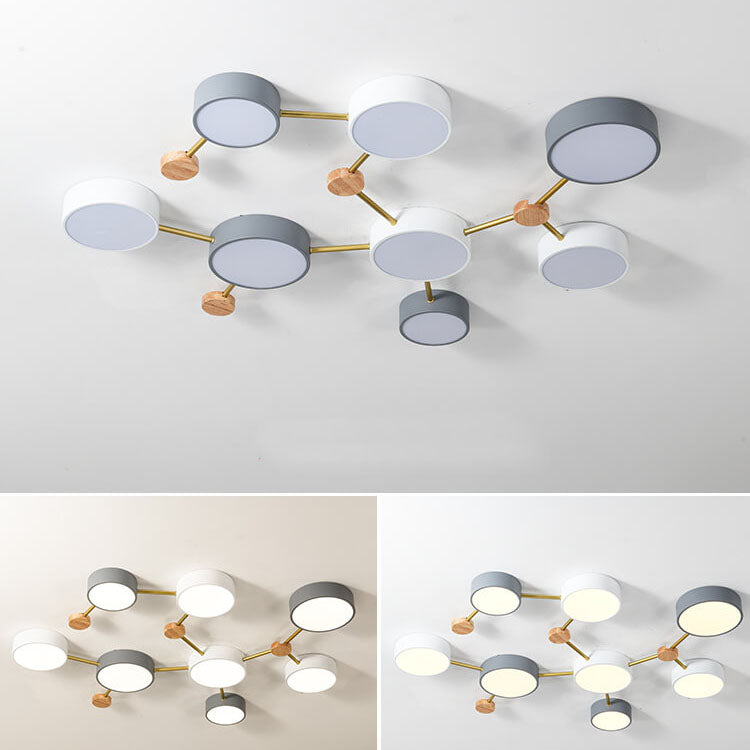Illuminazione a Soffitto LED in Legno Massello e Ferro Stile Minimalista Scandinavo