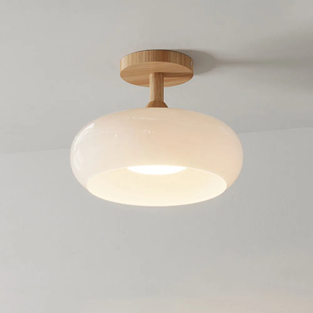 Valentina Plafoniera Minimalista in Legno/Vetro Bianco/Arancione