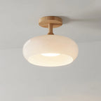Valentina Plafoniera Minimalista in Legno/Vetro Bianco/Arancione