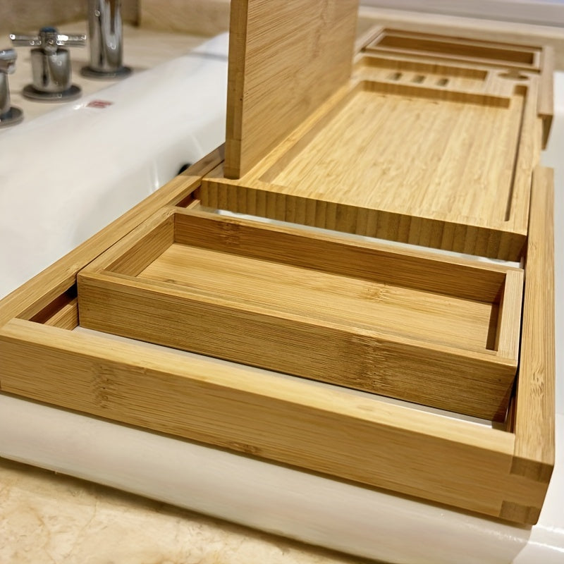 BambooLux - Vassoio per vasca da bagno estensibile per un relax simile a una spa