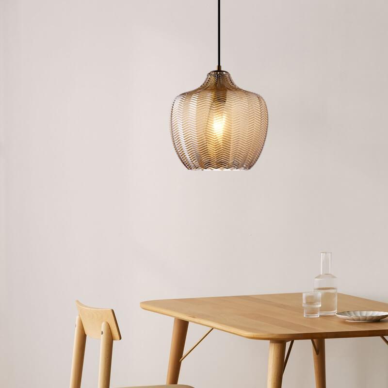 Lampada a Sospensione Barrel 1 Luce in Vetro Wave Testurizzato Nordico